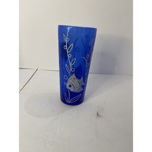 Vintage MCM Hazel Atlas Glass Cobalt Blue Angel Fish Cocktail Shaker c.1955